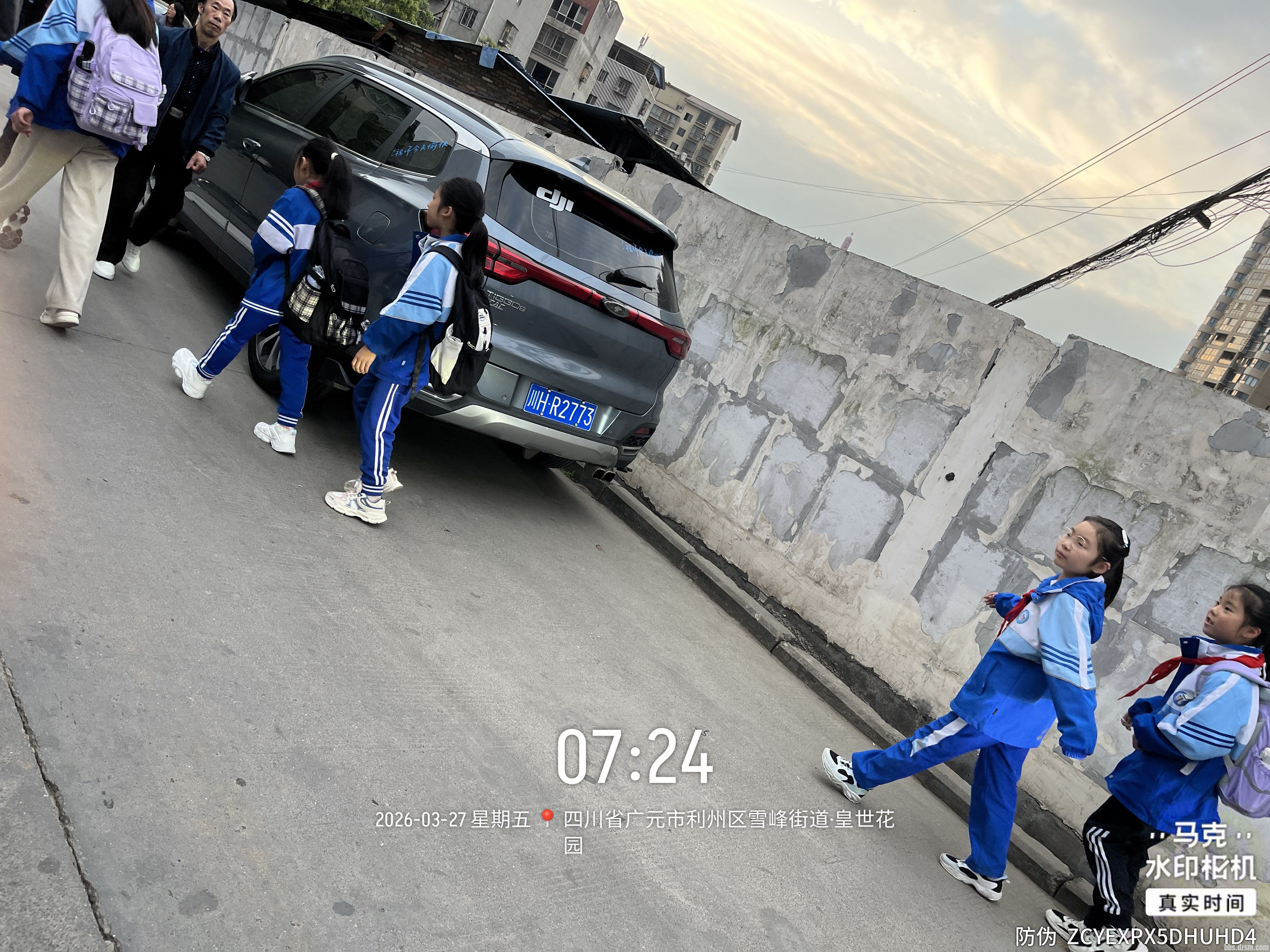 ���鴦��ѩ��Сѧ�ſ�·����ͣ�ҷŵĳ���